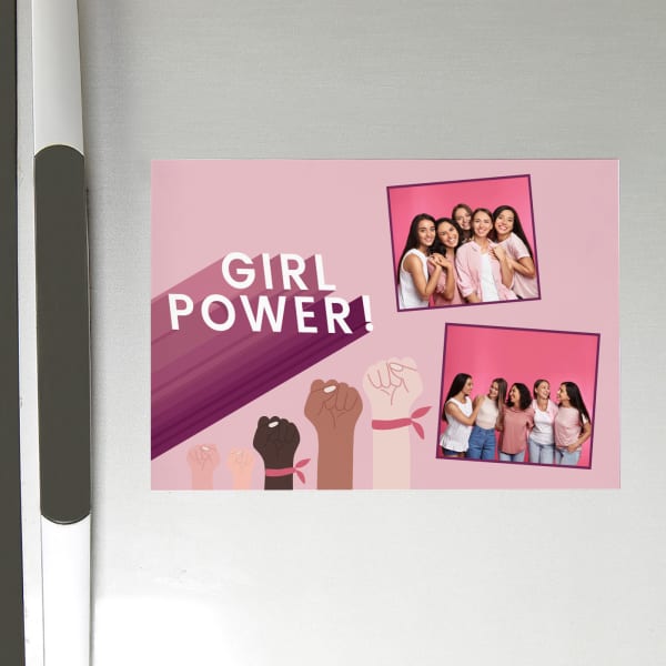 Personalized Girl Power Photo Fridge Magnet