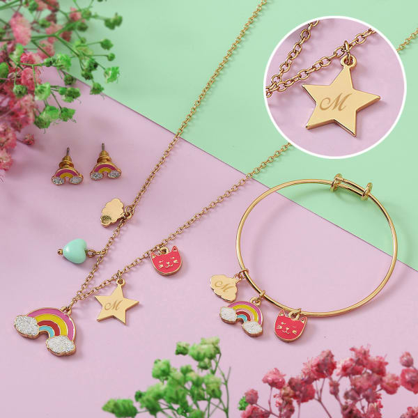 Personalized Girls Rainbow Jewellery Set