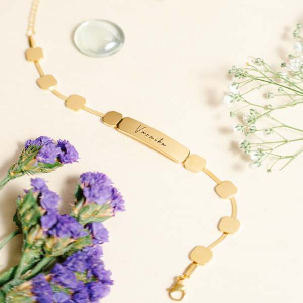 Personalized Glossy Gold Dot Bracelet