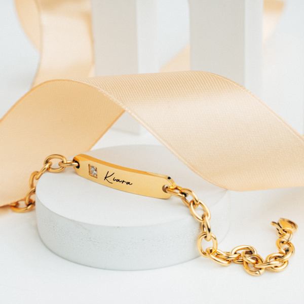 Personalized Gold And Zircon Zest Bracelet
