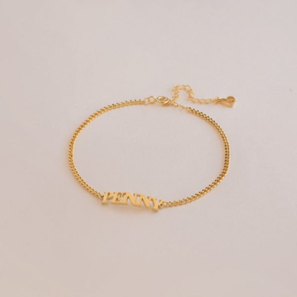 Personalized Gold Curb Chain Bracelet For Women
