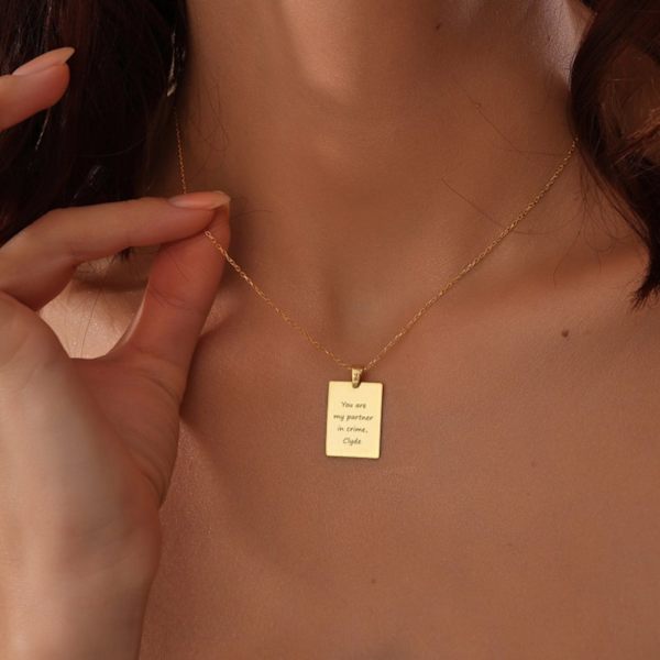 Personalized Gold Quote Pendant Necklace For Women