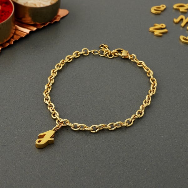 Personalized Gold Toned Bracelet Rakhi