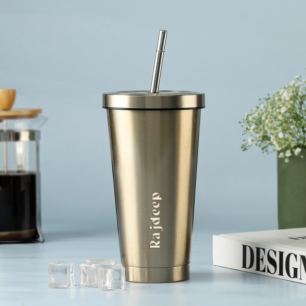 Personalized Golden Stainless Steel Tumbler