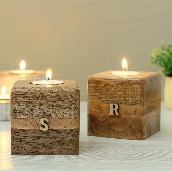 Personalized Handcrafted Wooden Block Candle Stands