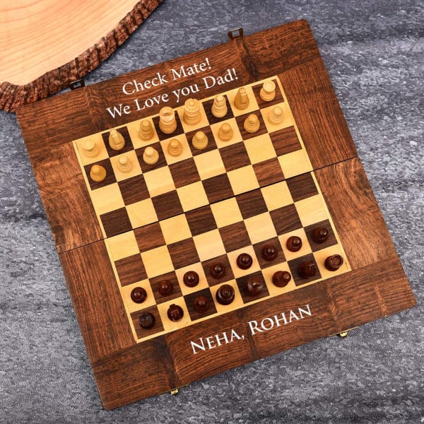Personalized Handmade Sheesham Wood Chess for Father