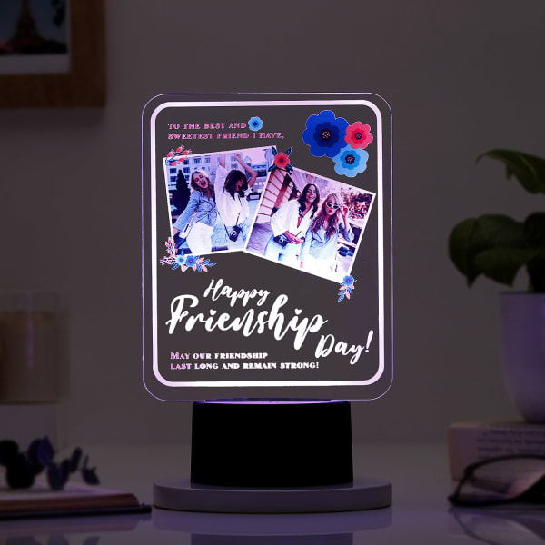 Personalized Happy Friendship Day LED Lamp - Black Base