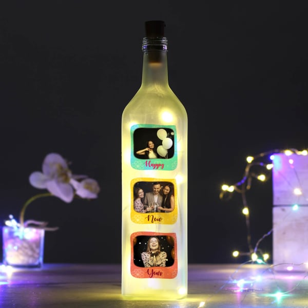 Personalized Happy New Year Led Bottle With Yellow Led