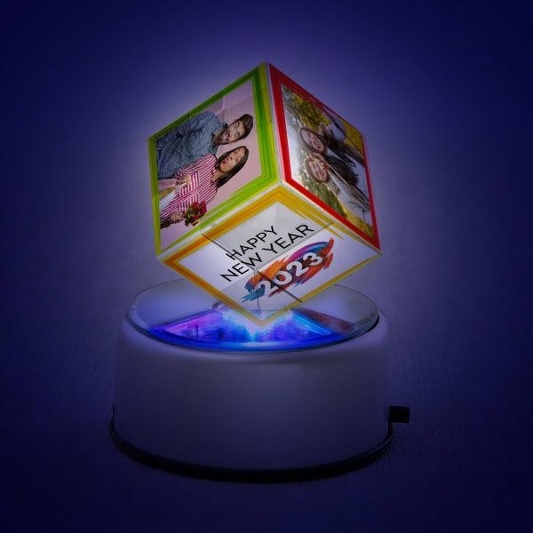 Personalized Happy New Year LED Crystal Cube
