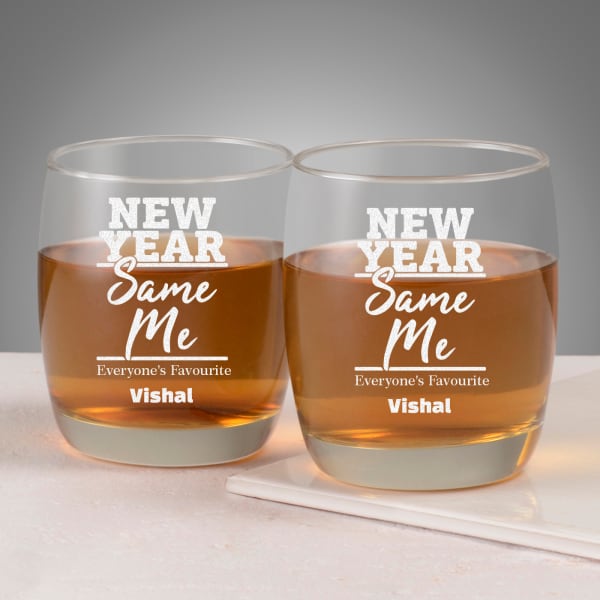 Personalized Happy New Year Whiskey Glass Set
