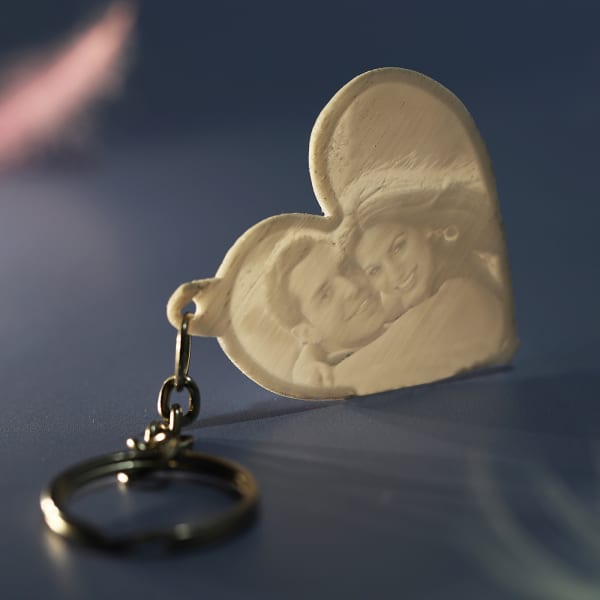 Personalized Heart 3D Moon Surface Keychain