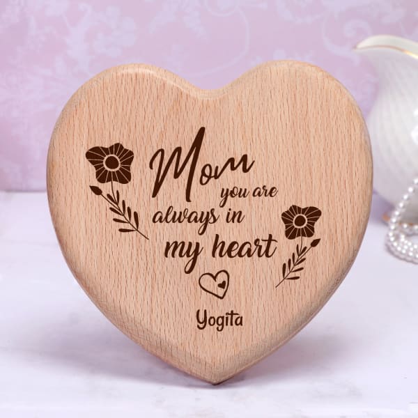 Personalized Heart-Shape Wooden Plaque For Mom