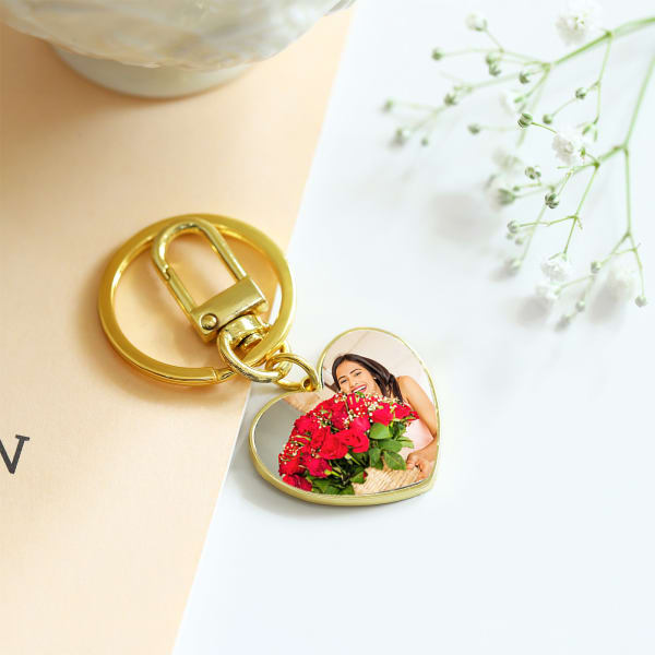 Personalized Heart-Shaped Gold Keychain For Her
