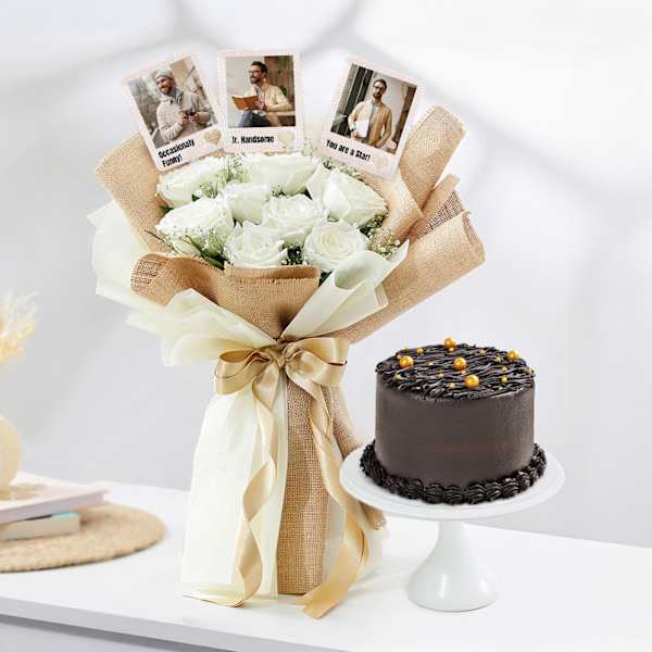 Personalized Heartfelt Blooms And Sweet Treat For Dad