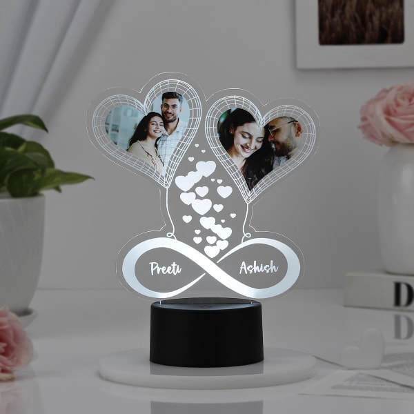 Personalized Hearts And Balloons LED Lamp