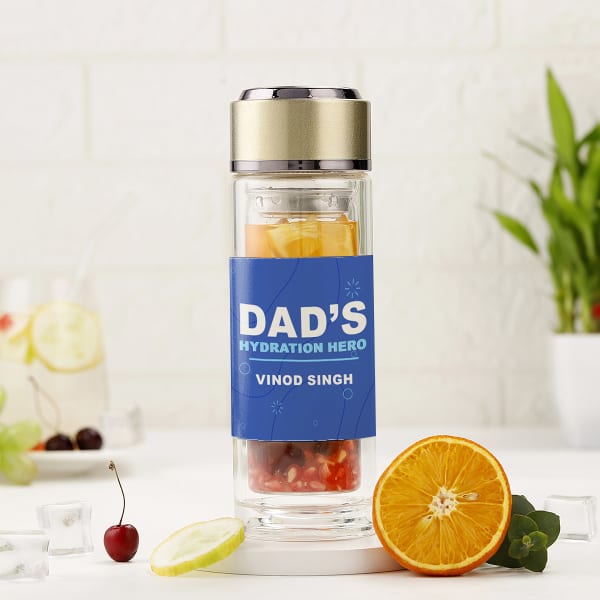 Personalized Hydration Hero For Dad - Glass Bottle With Infuser