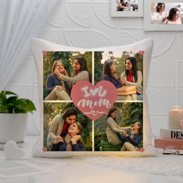 Personalized I Love You Mom LED Cushion