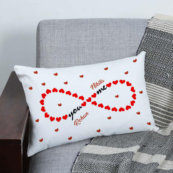 Personalized Infinity Heart Couple Canvas Pillow