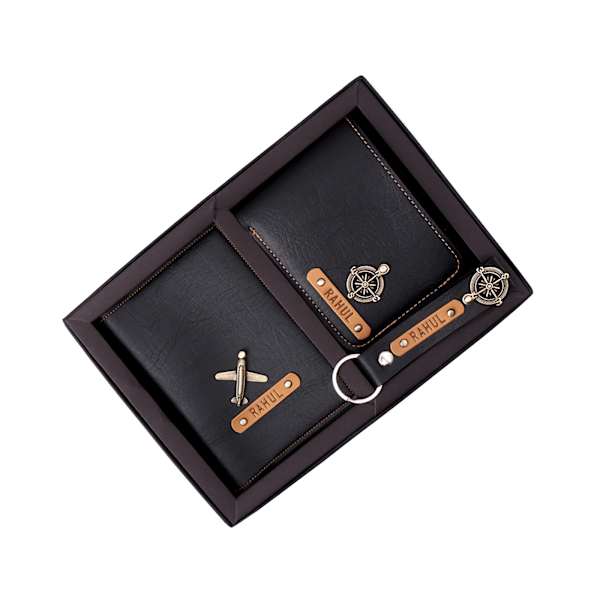 Personalized Jet Setter PU Leather Wallet Jet - Black
