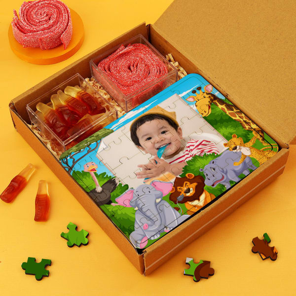 Personalized Kids Jungle Jigsaw with Candy