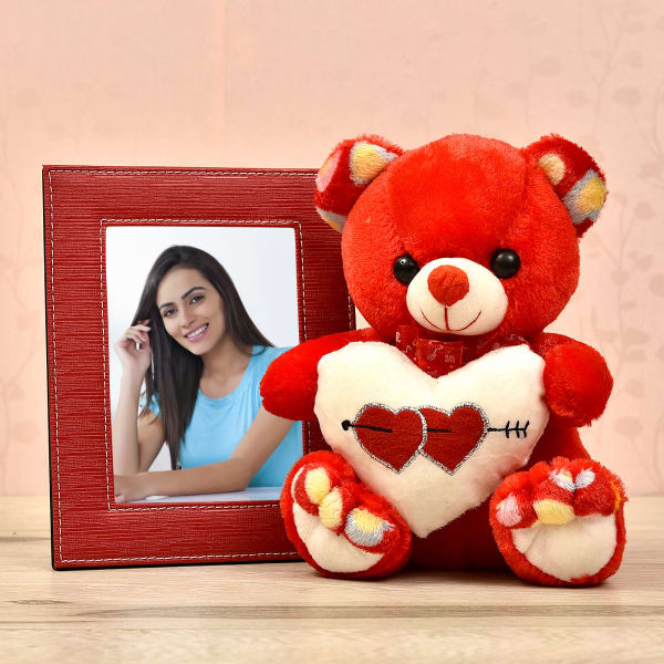 Personalized Leather Photo Frame With Teddy Gift Send Home And Personalized Leather Photo Frame With Teddy