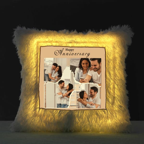 Personalized LED Fur Cushion For Anniversary