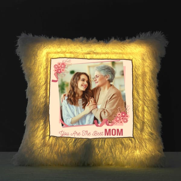 Personalized LED Fur Cushion for Mom