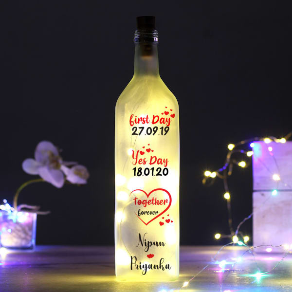 Personalized Love Together Forever Yellow Led Bottle