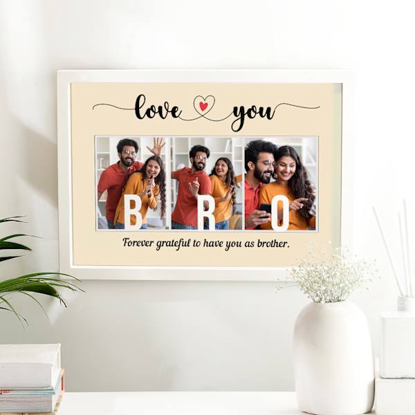 Personalized Love You Bro MDF Photo Frame