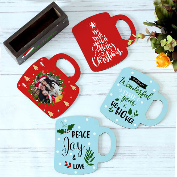 Personalized Merry Christmas Coasters with Stand: Gift/Send Christmas ...