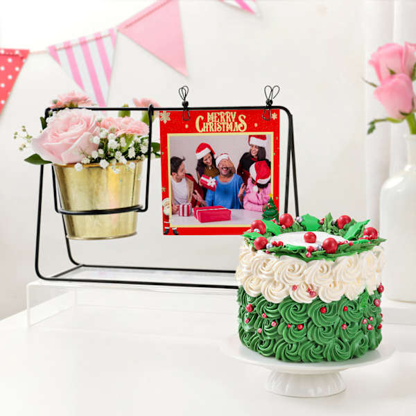 Personalized Merry Christmas Swinging Planter Combo