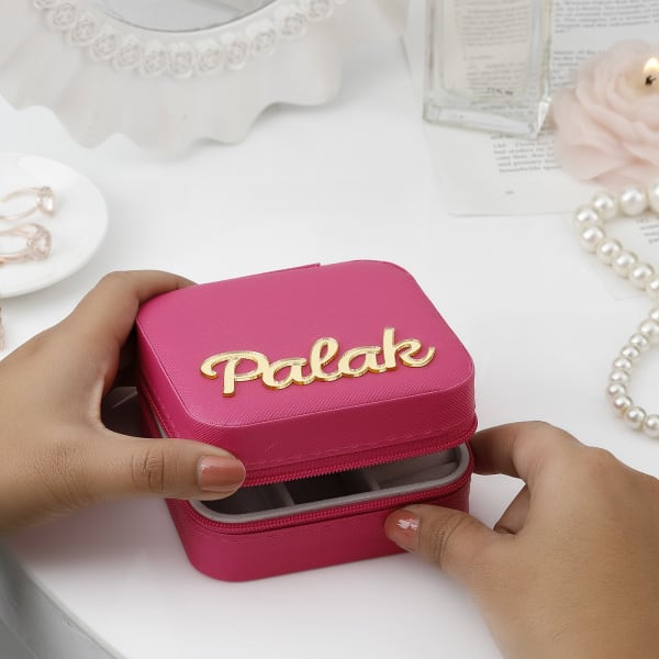 Personalized Mini Jewellery Organizer Box - Pink