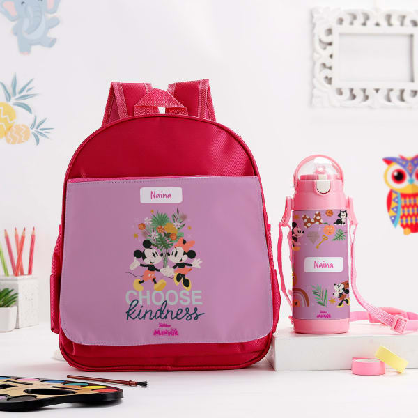 Personalized Minnie Mouse Backpack And Bottle Combo