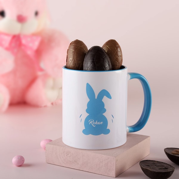 Personalized Mug with Delectable Easter Chocolates - Blue