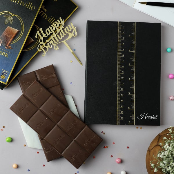 Personalized Notebook And Chocolates Birthday Gift Set
