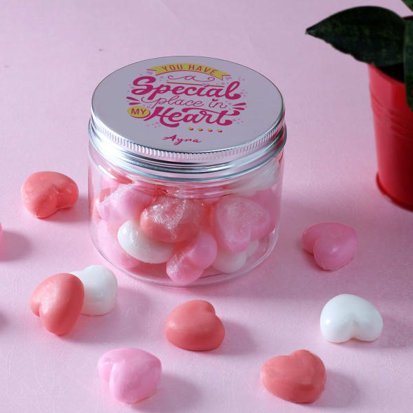 Personalized Nourishing Mini Hearts Soaps in Jar (30 Pcs)