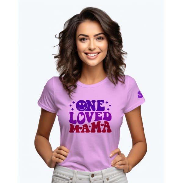 Personalized One Loved Mama T-shirt - Lilac