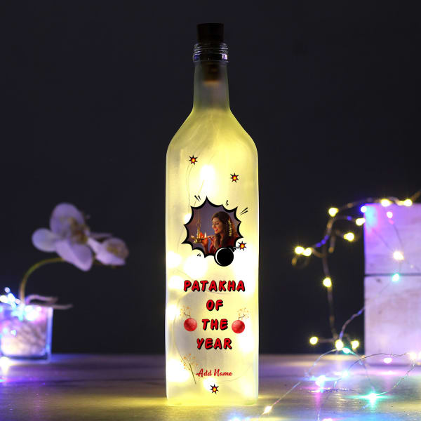 Personalized Patakha LED Frosted Glass Bottle