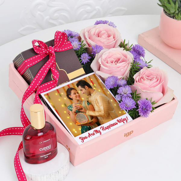 Personalized Perfume And Roses Gift Set