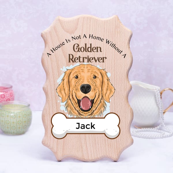 Personalized Pet Lover Wooden Photo Frame (Golden Retriever)