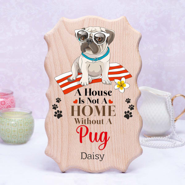 Personalized Pet Lover Wooden Photo Frame (Pug)