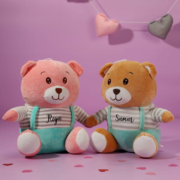 Personalized Pink & Brown Teddy Bears