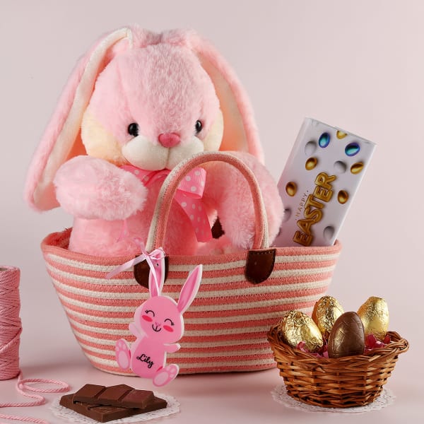 Personalized Pink Bunny Easter Basket