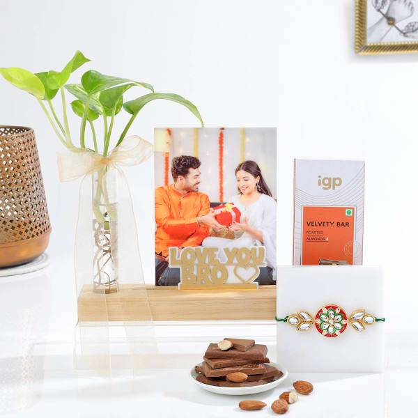 Personalized Plants And Memory Raksha Bandhan Hamper