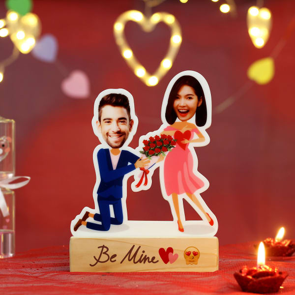 Personalized Proposal Caricature with Wooden Stand