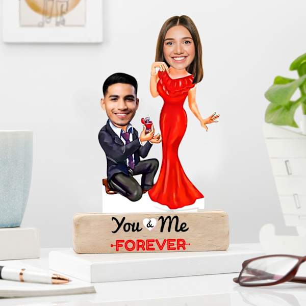 Personalized Proposing Couple's Caricature