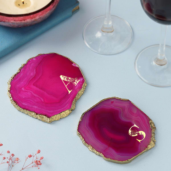 Personalized Purple Agate Stone Coasters