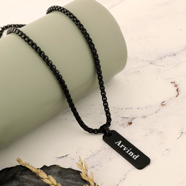 Personalized Rectangle Pendant - Matte Black