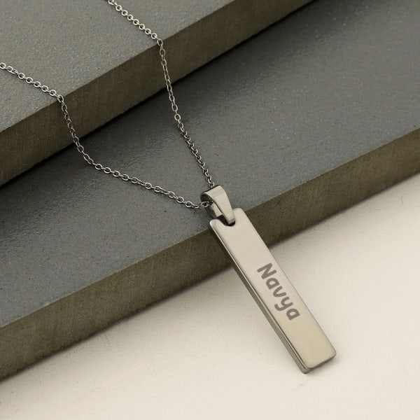 Personalized Rectangle Pendant - Silver Grey