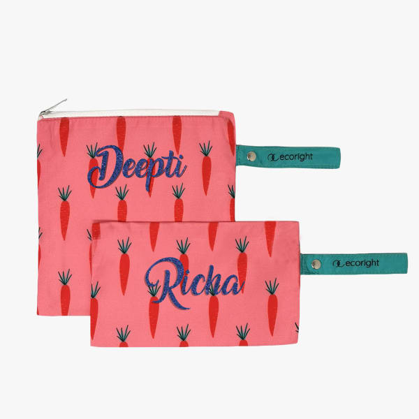 Personalized Recycled Plastic Snack Pouches - Set Of 2